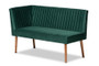 "BBT8063-Emerald Velvet/Walnut-3PC Dining Nook Set" Baxton Studio Alvis Mid-Century Modern Emerald Green Velvet Upholstered and Walnut Brown Finished Wood 3-Piece Dining Nook Set