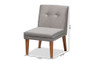 "BBT8062-Grey Velvet/Walnut-CC" Baxton Studio Stewart Mid-Century Modern Grey Velvet Upholstered and Walnut Brown Finished Wood Dining Chair
