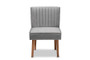 "BBT8063-Grey Velvet/Walnut-CC" Baxton Studio Alvis Mid-Century Modern Grey Velvet Upholstered and Walnut Brown Finished Wood Dining Chair