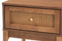 "MG9005-Ash Walnut/Rattan-NS" Baxton Studio Ramiel Mid-Century Modern Ash Walnut Finished Wood and Rattan 1-Drawer Nightstand