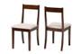 "BW20-04C-Beige/Cappuccino-DC" Baxton Studio Carola Mid-Century Modern Cream Fabric and Dark Brown Finished Wood 2-Piece Dining Chair Set
