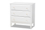 "MG0038-White-Twin-3PC Set" Baxton Studio Elise Classic and Transitional White Finished Wood Twin Size 3-Piece Bedroom Set