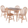 Ravenna 5-Piece Dining Table with Windsor Chairs, Natural "81537"