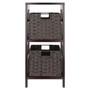 Leo 3-Piece Storage Shelf with 2 Foldable Woven Baskets, Espresso and Chocolate "92309"