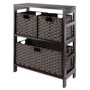 Leo 4-Piece Storage Shelf with 3 Foldable Woven Baskets, Espresso and Chocolate "92463"