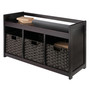 Addison 4-Piece Storage Bench with 3 Foldable Woven Baskets, Espresso and Chocolate "92481"