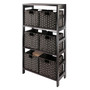 Leo 7-Piece Storage Shelf with 6 Foldable Woven Baskets, Espresso and Chocolate "92711"