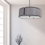 4 Light Notched Drum Pendant Black, Grey Shade & Diffuser "NDR-243P-BK-GRY"