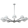 10 Light Halogen Chandelier, Metal Black/Polished Chrome With White Opal Glass "SOF-5010C-MB-PC"