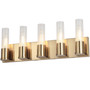 5 Light Incandescent Vanity, Aged Brass With Clear Fluted Glass "TBE-225W-AGB"