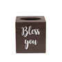 Elegant Designs Decorix Farmhouse Square Wooden Decorative Tissue Box Cover With "Bless You" - Brown "HG2024-BRW"