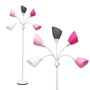 Simple Designs 67" Contemporary Multi Head Medusa 5 Light Adjustable Gooseneck White Floor Lamp With Pink "LF2006-WPG"