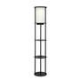 Simple Designs 62.5" Round Modern Shelf Etagere Organizer Storage Floor Lamp With 2 Usb Charging Ports - Black "LF2010-BLK"