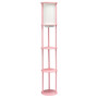 Simple Designs 62.5" Round Modern Shelf Etagere Organizer Storage Floor Lamp With 2 Usb Charging Ports - Light Pink "LF2010-LPK"