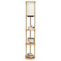 Simple Designs 62.5" Round Modern Shelf Etagere Organizer Storage Floor Lamp With 2 Usb Charging Ports - Tan "LF2010-TAN"