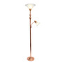 Lalia Home Torchiere Floor Lamp With Reading Light And Marble Glass Shades, Restoration Bronze "LHF-3003-RG"