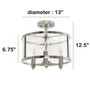 Lalia Home 3-Light 13" Industrial Farmhouse Glass And Metallic Accented Semi-Flushmount, Brushed Nickel "LHM-1000-BN"