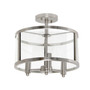 Lalia Home 3-Light 13" Industrial Farmhouse Glass And Metallic Accented Semi-Flushmount, Brushed Nickel "LHM-1000-BN"