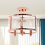Lalia Home 3-Light 13" Industrial Farmhouse Glass And Metallic Accented Semi-Flushmount, Rose Gold "LHM-1000-RG"