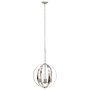 Lalia Home 3-Light 18" Adjustable Industrial Globe Hanging Metal And Clear Glass Ceiling Pendant - Brushed Nickel "LHP-3010-BN"