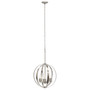 Lalia Home 3-Light 18" Adjustable Industrial Globe Hanging Metal And Clear Glass Ceiling Pendant - Brushed Nickel "LHP-3010-BN"