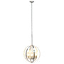 Lalia Home 3-Light 18" Adjustable Industrial Globe Hanging Metal And Clear Glass Ceiling Pendant - Brushed Nickel "LHP-3010-BN"