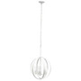 Lalia Home 3-Light 18" Adjustable Industrial Globe Hanging Metal And Clear Glass Ceiling Pendant - White "LHP-3010-WH"