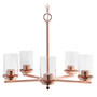 Lalia Home 5-Light 20.5" Classic Contemporary Clear Glass And Metal Hanging Pendant Chandelier - Rose Gold "LHP-3013-RG"