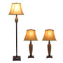 Lalia Home Homely Traditional Valdivian 3 Piece Metal Lamp Set (2 Table Lamps, 1 Floor Lamp) "LHS-1001-HZ"