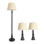 Lalia Home Homely Oxford Classic 3 Piece Metal Lamp Set (2 Table Lamps, 1 Floor Lamp) "LHS-1003-RZ"
