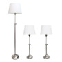 Lalia Home Perennial Modern Manhattan Extendable 3 Piece Metal Lamp Set (2 Table Lamps, 1 Floor Lamp) "LHS-1005-BN"