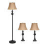 Lalia Home Homely Traditional Valletta 3 Piece Metal Lamp Set (2 Table Lamps, 1 Floor Lamp) "LHS-1007-RZ"