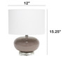 Lalia Home 15.25" Modern Ovaloid Glass Bedside Table Lamp With White Fabric Shade, Gray "LHT-3005-GY"