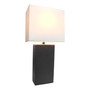 Lalia Home Lexington 21" Leather Base Modern Home Decor Bedside Table Lamp - Black "LHT-3008-BK"