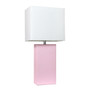 Lalia Home Lexington 21" Leather Base Modern Home Decor Bedside Table Lamp - Blush Pink "LHT-3008-BP"