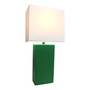 Lalia Home Lexington 21" Leather Base Modern Home Decor Bedside Table Lamp - Green "LHT-3008-GR"