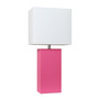 Lalia Home Lexington 21" Leather Base Modern Home Decor Bedside Table Lamp - Hot Pink "LHT-3008-HP"