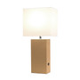 Lalia Home Lexington 21" Leather Base Modern Home Decor Bedside Table Lamp With Usb Charging Port - Beige "LHT-3012-BG"