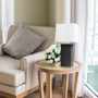 Lalia Home Lexington 21" Leather Base Modern Home Decor Bedside Table Lamp With Usb Charging Port - Black "LHT-3012-BK"