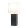 Lalia Home Lexington 21" Leather Base Modern Home Decor Bedside Table Lamp With Usb Charging Port - Espresso Brown "LHT-3012-BW"