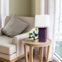 Lalia Home Lexington 21" Leather Base Modern Home Decor Bedside Table Lamp With Usb Charging Port - Eggplant Purple "LHT-3012-EP"