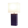 Lalia Home Lexington 21" Leather Base Modern Home Decor Bedside Table Lamp With Usb Charging Port - Eggplant Purple "LHT-3012-EP"