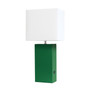 Lalia Home Lexington 21" Leather Base Modern Home Decor Bedside Table Lamp With Usb Charging Port - Green "LHT-3012-GR"