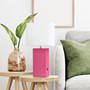 Lalia Home Lexington 21" Leather Base Modern Home Decor Bedside Table Lamp With Usb Charging Port - Hot Pink "LHT-3012-HP"