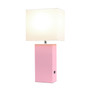 Lalia Home Lexington 21" Leather Base Modern Home Decor Bedside Table Lamp With Usb Charging Port - Pink "LHT-3012-PN"