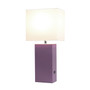 Lalia Home Lexington 21" Leather Base Modern Home Decor Bedside Table Lamp With Usb Charging Port - Purple "LHT-3012-PR"