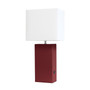 Lalia Home Lexington 21" Leather Base Modern Home Decor Bedside Table Lamp With Usb Charging Port - Red "LHT-3012-RE"