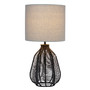 Lalia Home 21" Vintage Rattan Wicker Style Paper Rope Bedside Table Lamp With Light Gray Fabric Shade, Black "LHT-4017-BK"