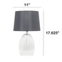 Lalia Home 17.63" Contemporary Fluted Glass Bedside Table Lamp With Gray Fabric Shade, Clear "LHT-4019-GY"