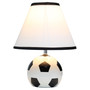 Simple Designs Sportslite 11.5" Tall Athletic Sports Soccer Ball Base Ceramic Bedside Table Desk Lamp With White Empire Fabric Shade With Black Trim "LT1079-SCR"